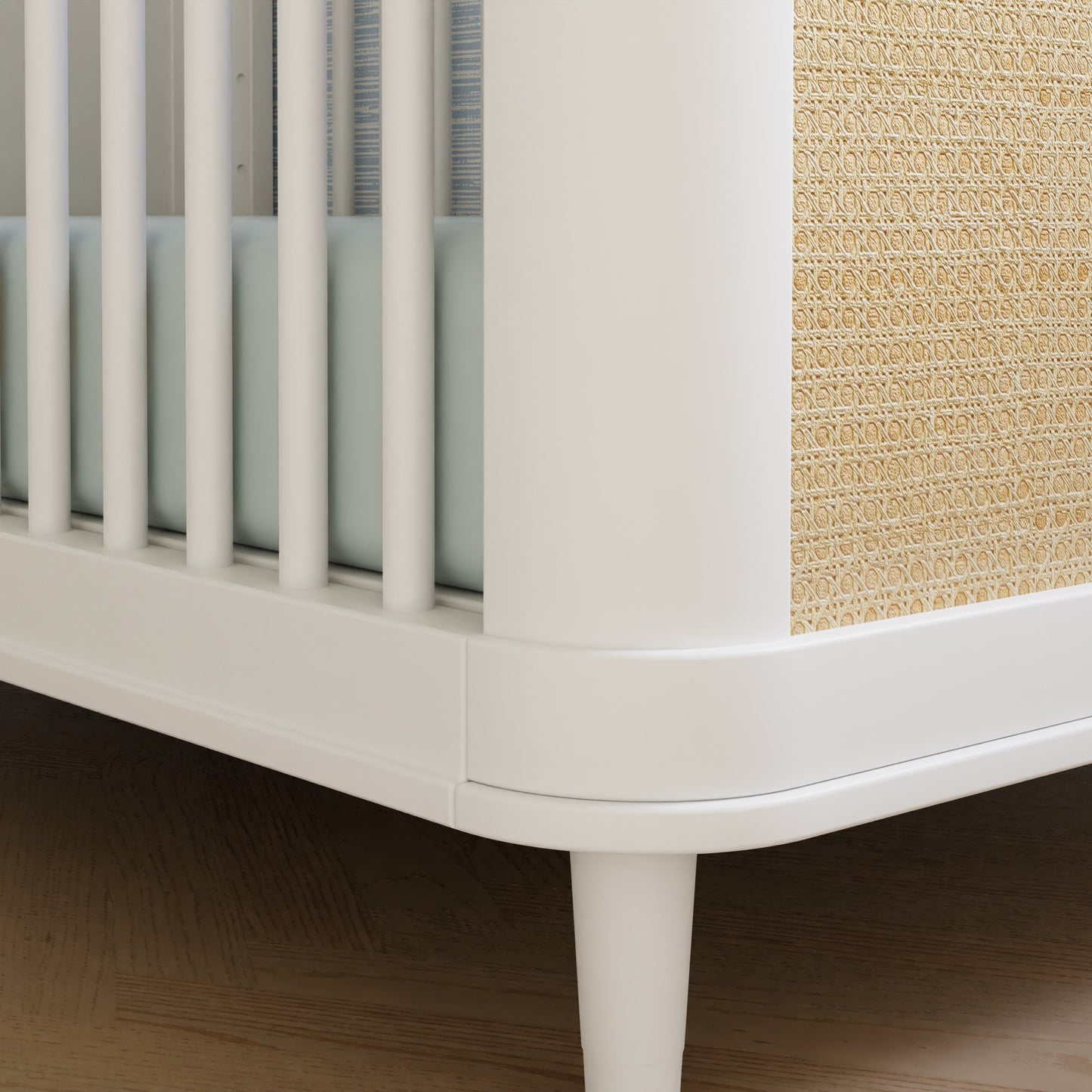 M23701RWHC,Marin with Cane 3-in-1 Convertible Crib in Warm White and Honey Cane