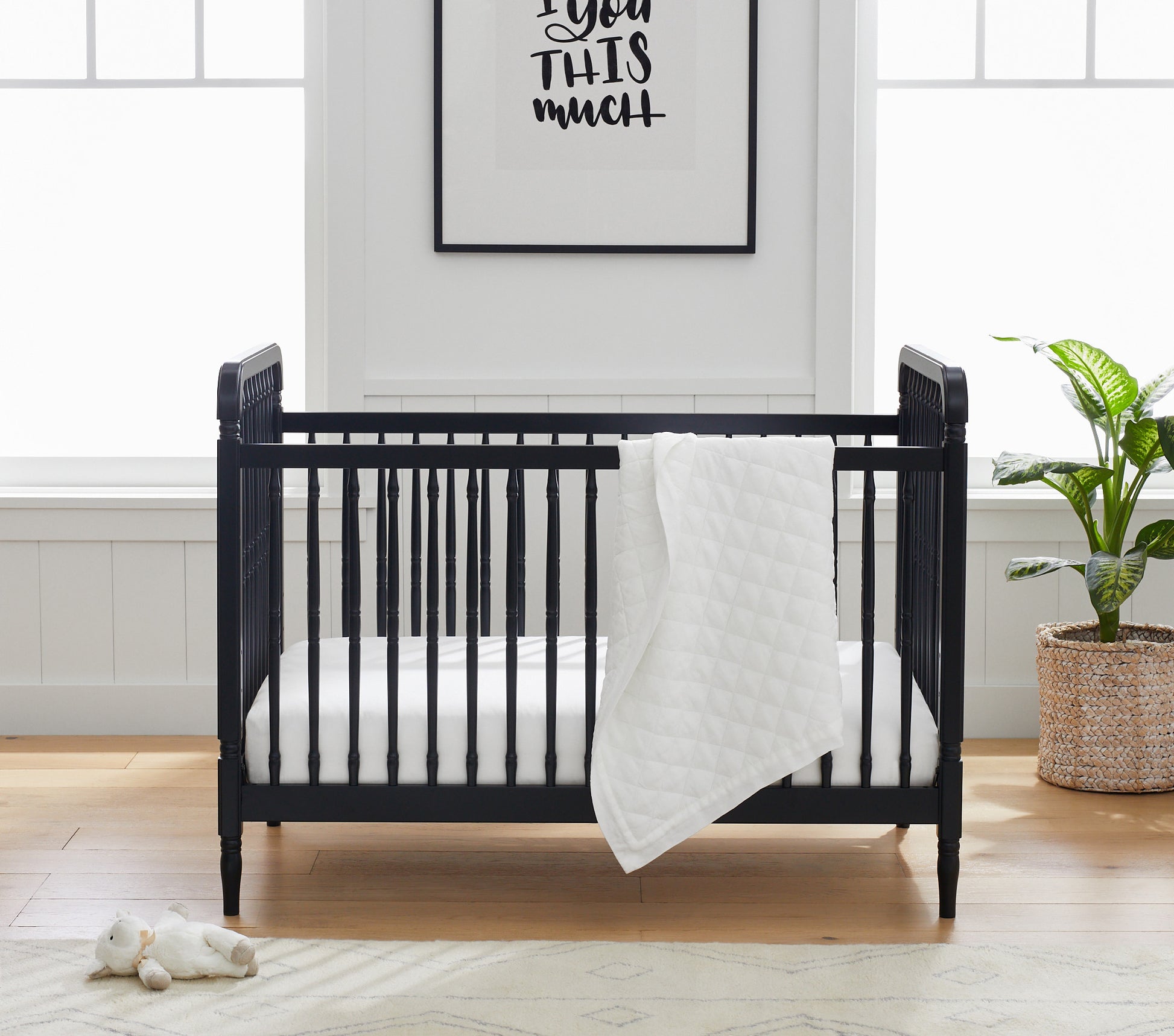 M7101B,Liberty 3-in-1 Convertible Spindle Crib w/Toddler Bed Conversion Kit in Black