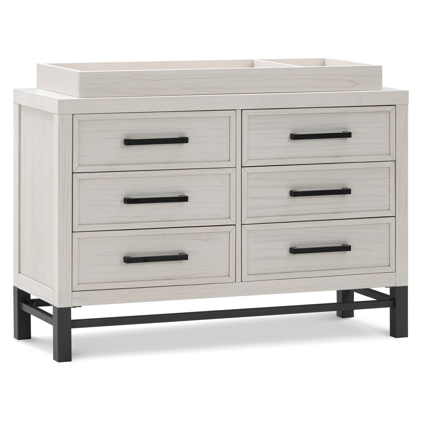 B25816WDF,Newbern 6-Drawer Assembled Dresser in White Driftwood