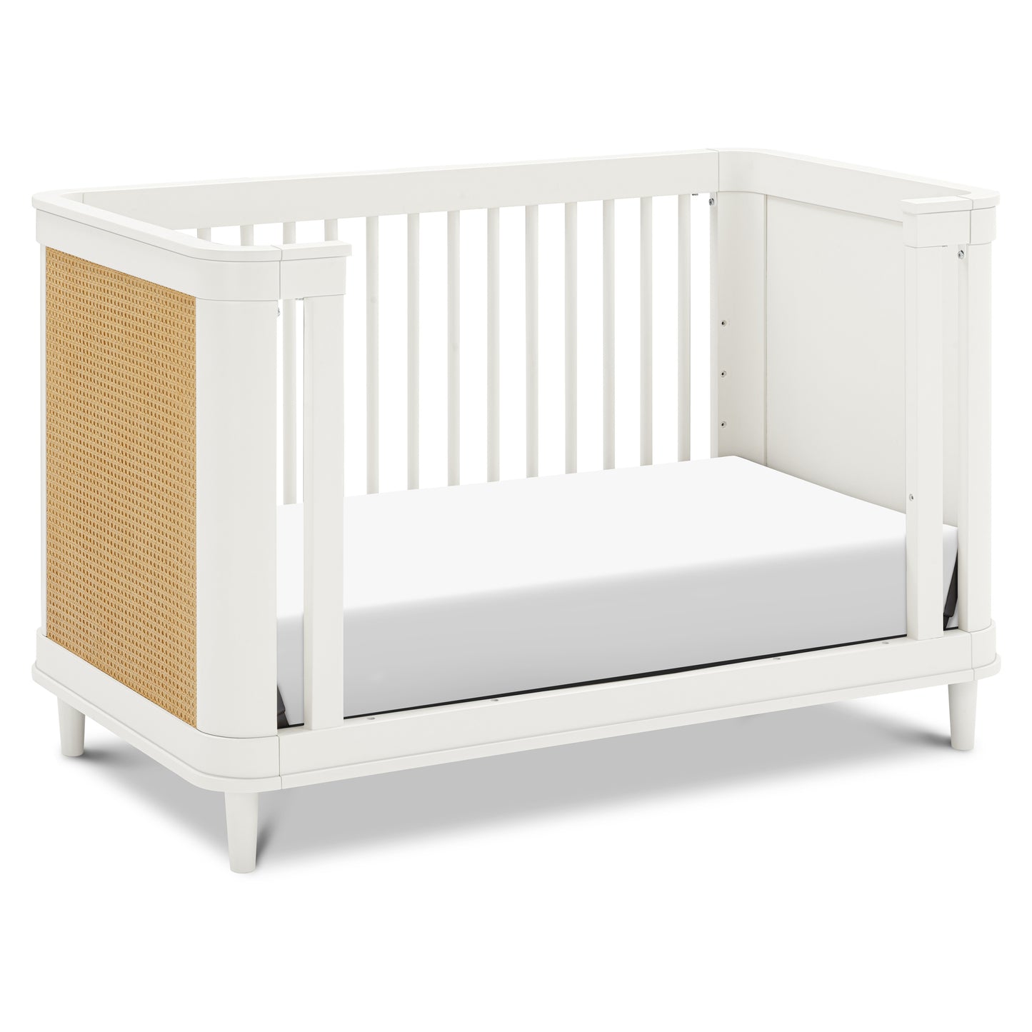 M23701RWHC,Marin with Cane 3-in-1 Convertible Crib in Warm White and Honey Cane