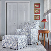 M21785BLT,Sarah Flint x Namesake Crawford Gliding Ottoman in Blue Lattice Performance Eco-Weave