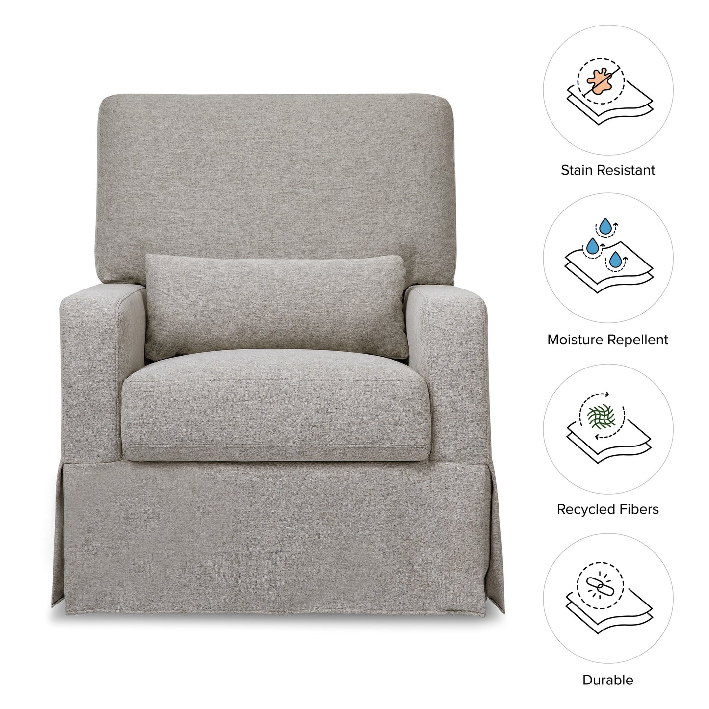 M21787PGEW,Crawford Pillowback Comfort Swivel Glider in Performance Grey Eco-Weave