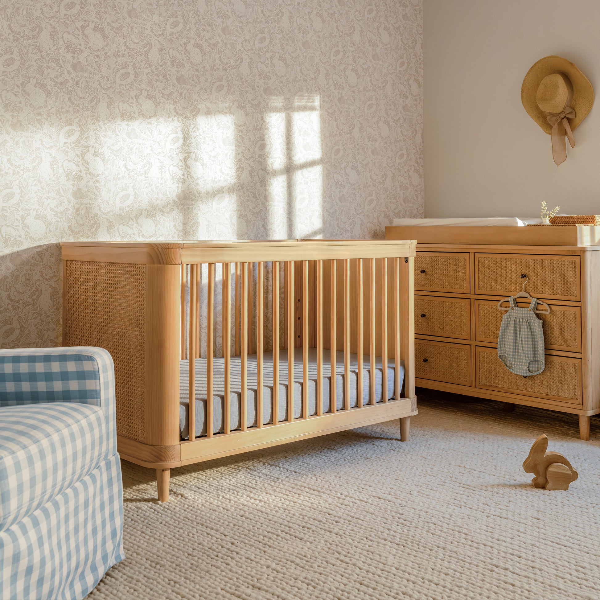 M23701HYHC,Marin with Cane 3-in-1 Convertible Crib in Honey and Honey Cane