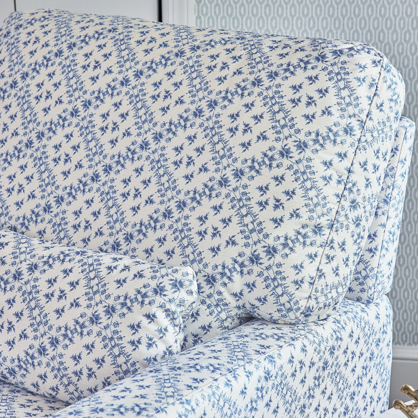 M21787BLT,Sarah Flint x Namesake Crawford Swivel Glider in Blue Lattice Performance Eco-Weave