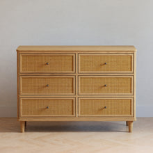 M23716HYHC,Marin with Cane 6 Drawer Assembled Dresser in Honey and Honey Cane