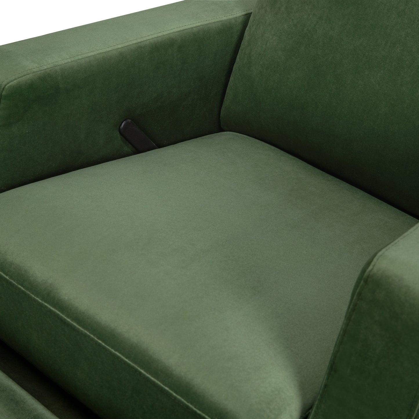 M22287FGVLB,Crewe Recliner and Swivel Glider in Forest Green Velvet w/Light Wood Base