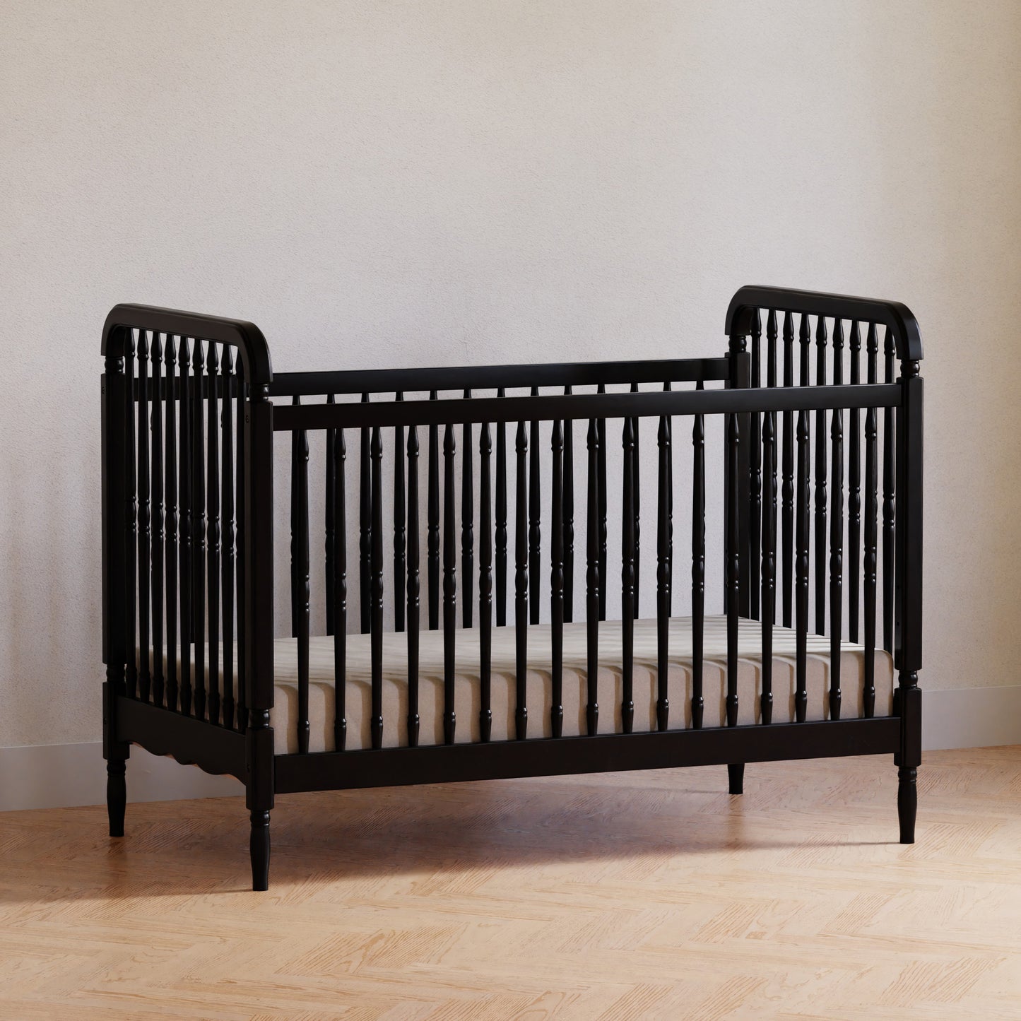 M7101B,Liberty 3-in-1 Convertible Spindle Crib w/Toddler Bed Conversion Kit in Black