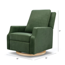 M22287FGVLB,Crewe Recliner and Swivel Glider in Forest Green Velvet w/Light Wood Base