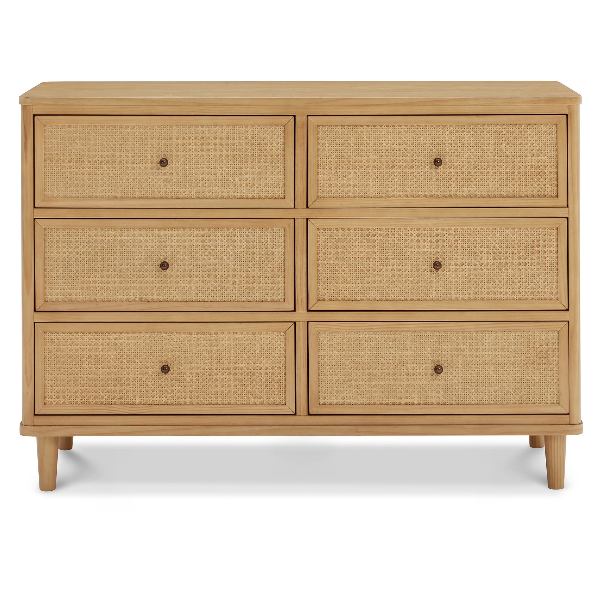 M23716HYHC,Marin with Cane 6 Drawer Assembled Dresser in Honey and Honey Cane