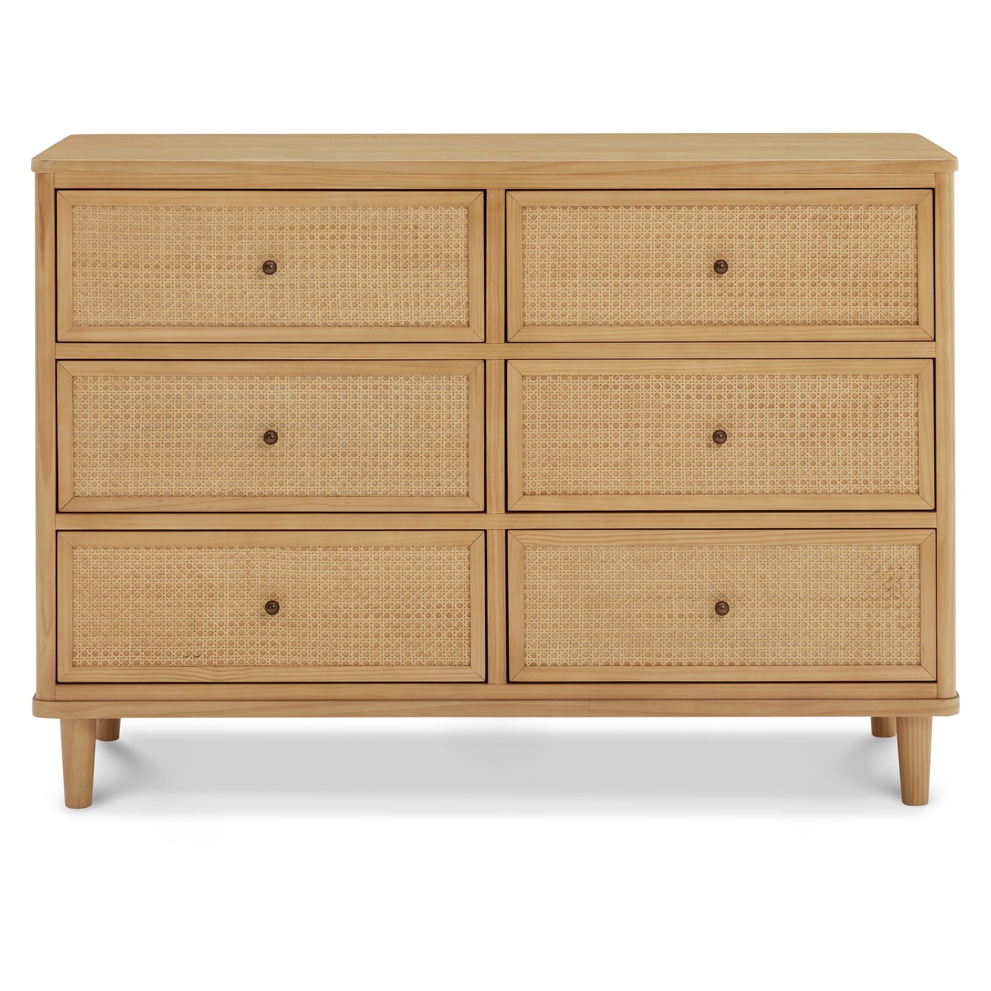 M23716HYHC,Marin with Cane 6 Drawer Assembled Dresser in Honey and Honey Cane