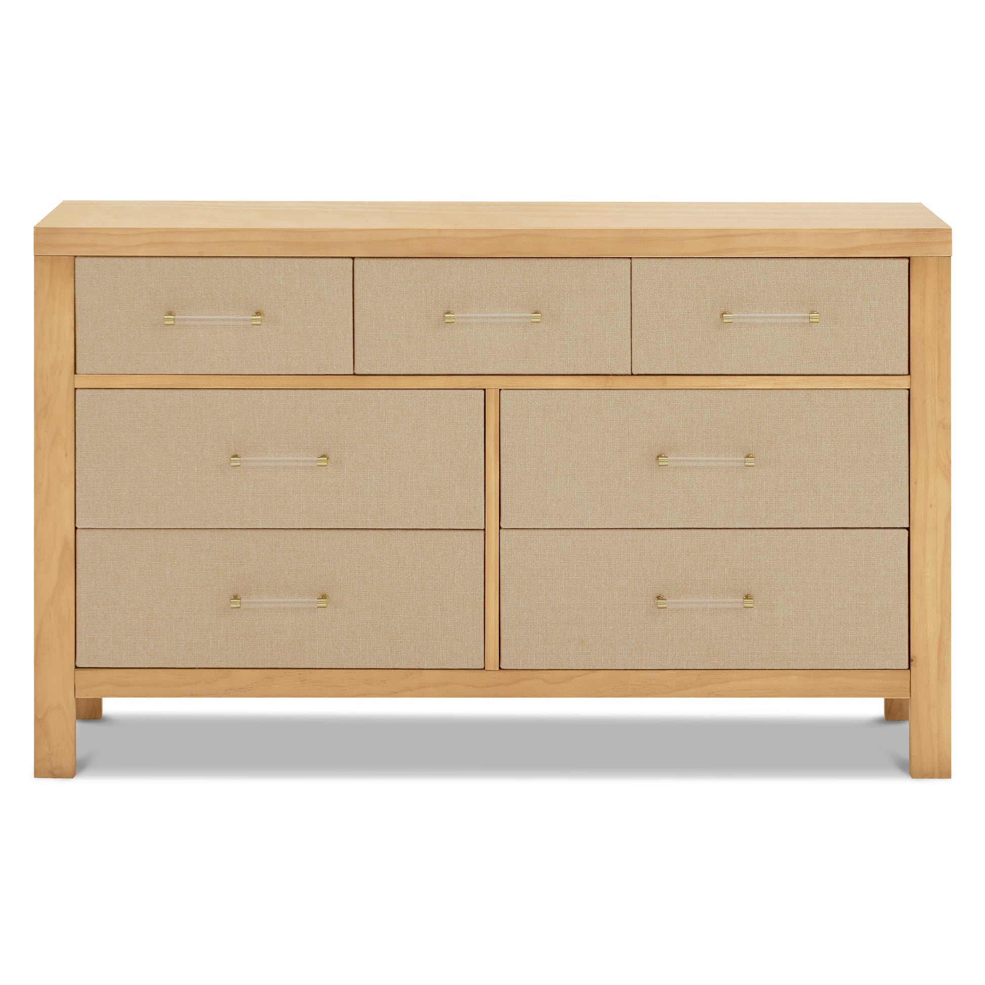 M24816HYPSEW,Eloise 7-Drawer Assembled Dresser in Honey & Performance Sand Eco-Weave