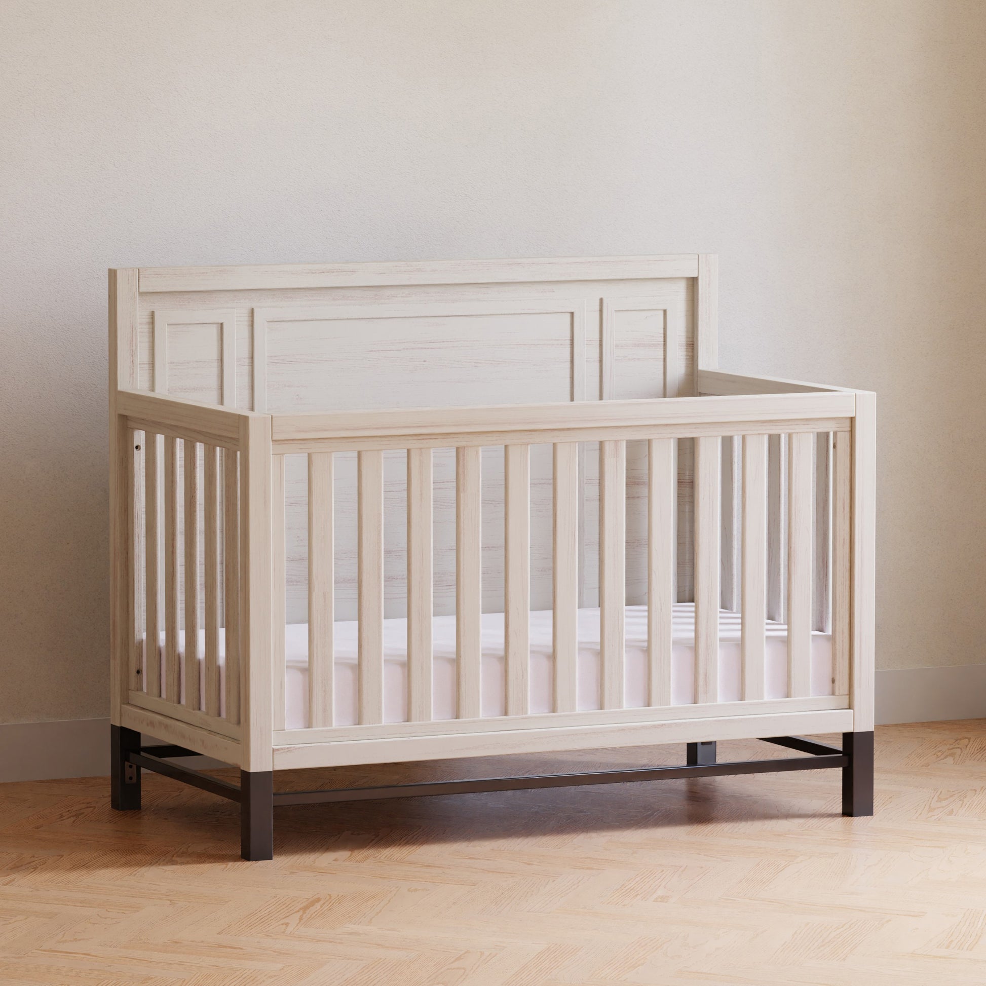 B25801WDF,Newbern 4-in-1 Convertible Crib in White Driftwood