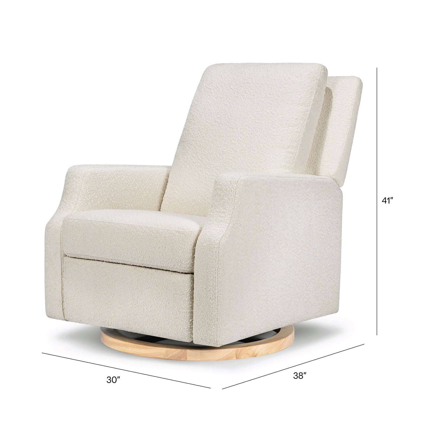 M22287WBLB,Crewe Recliner and Swivel Glider in Ivory Boucle w/Light Wood Base