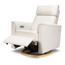 B17186PCMEWLB,Willa Power Glider Recliner w/ adj. headrest & USB in Performance Cream Eco-Weave w/Light wood base