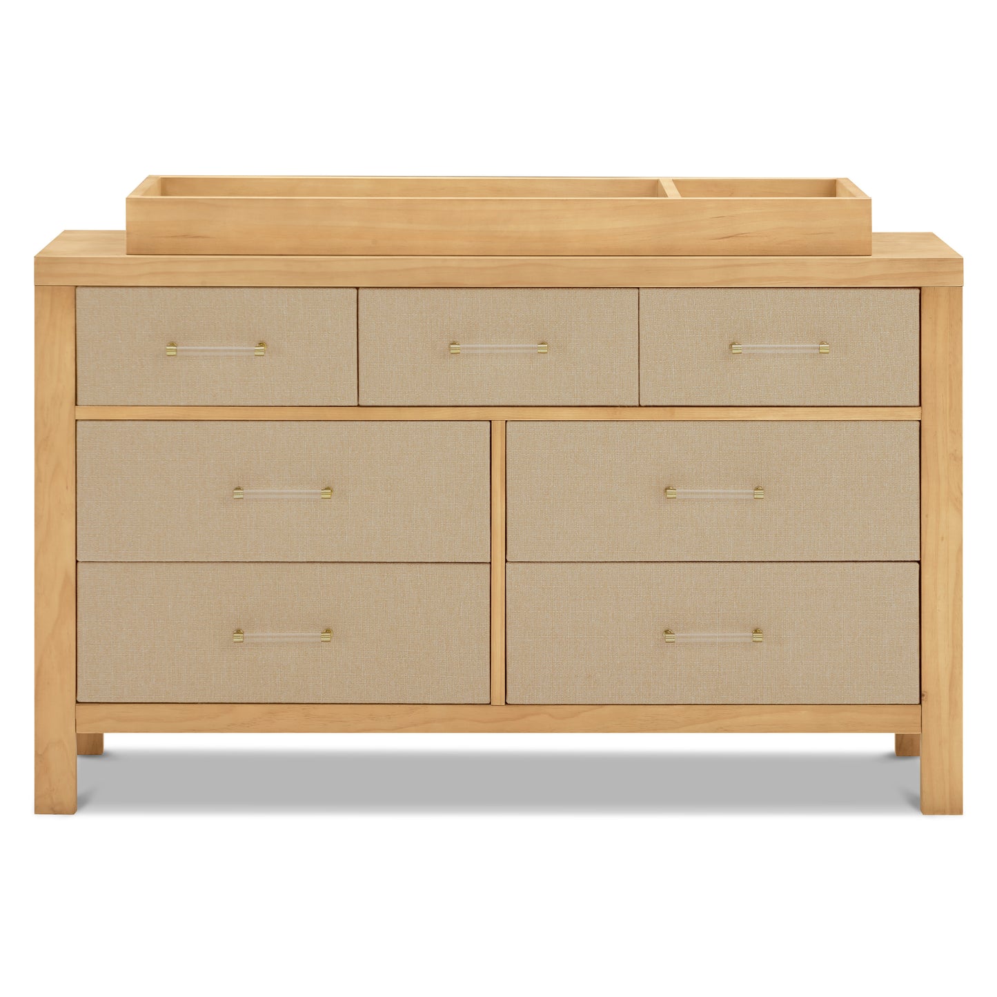 M24816HYPSEW,Eloise 7-Drawer Assembled Dresser in Honey & Performance Sand Eco-Weave