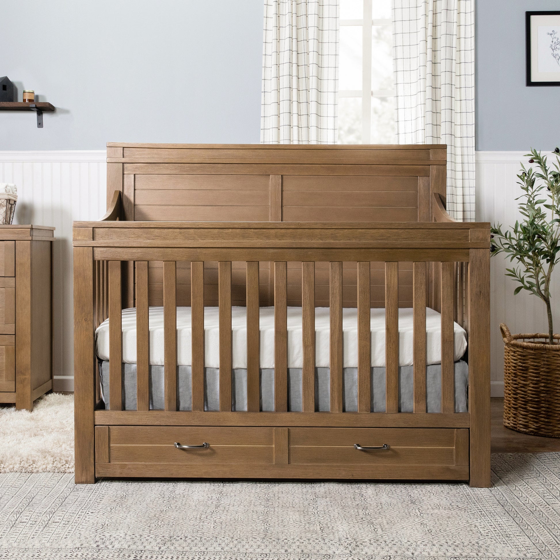 M21101SW,Wesley Farmhouse 4-in-1 Convertible Crib in Stablewood