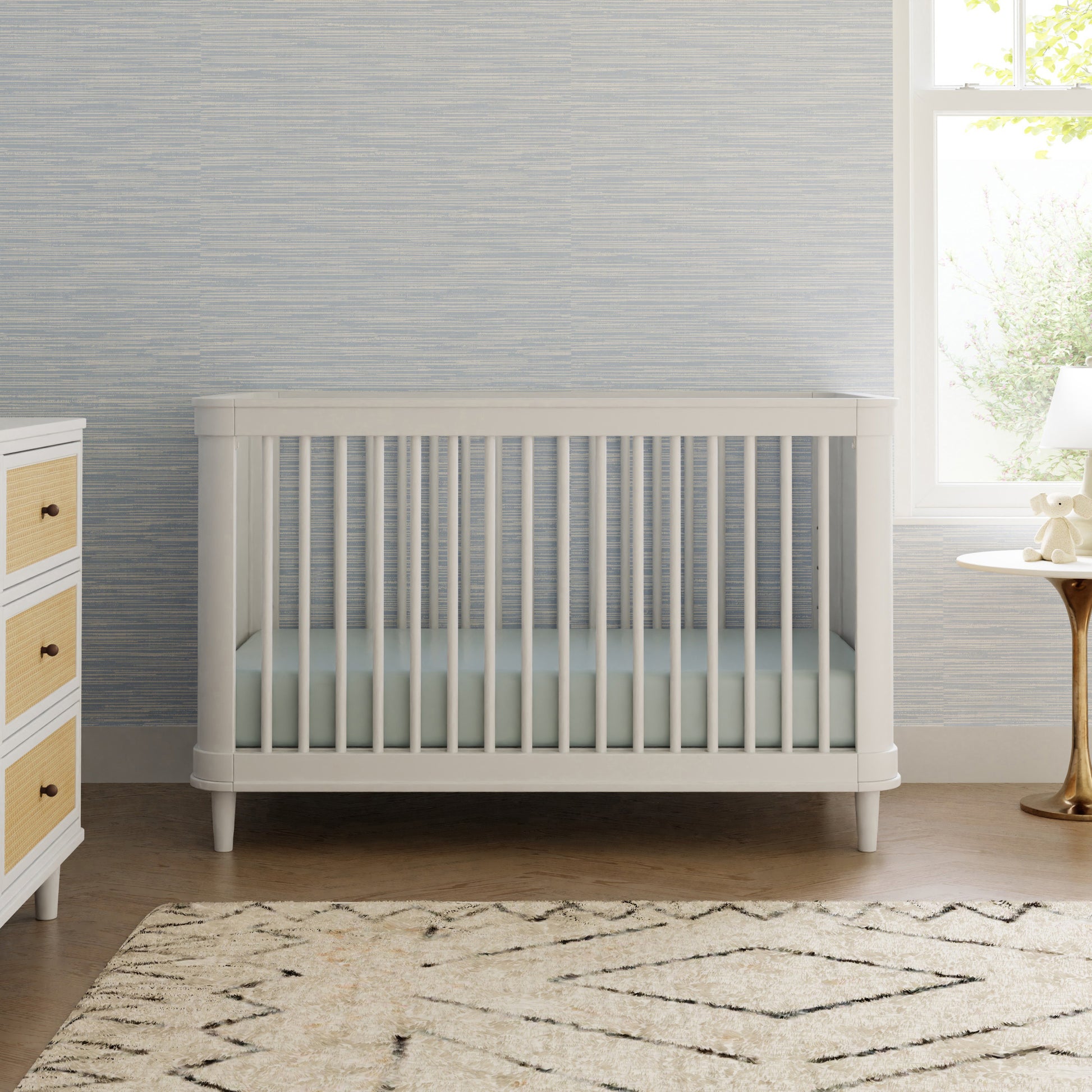 M23701RWHC,Marin with Cane 3-in-1 Convertible Crib in Warm White and Honey Cane