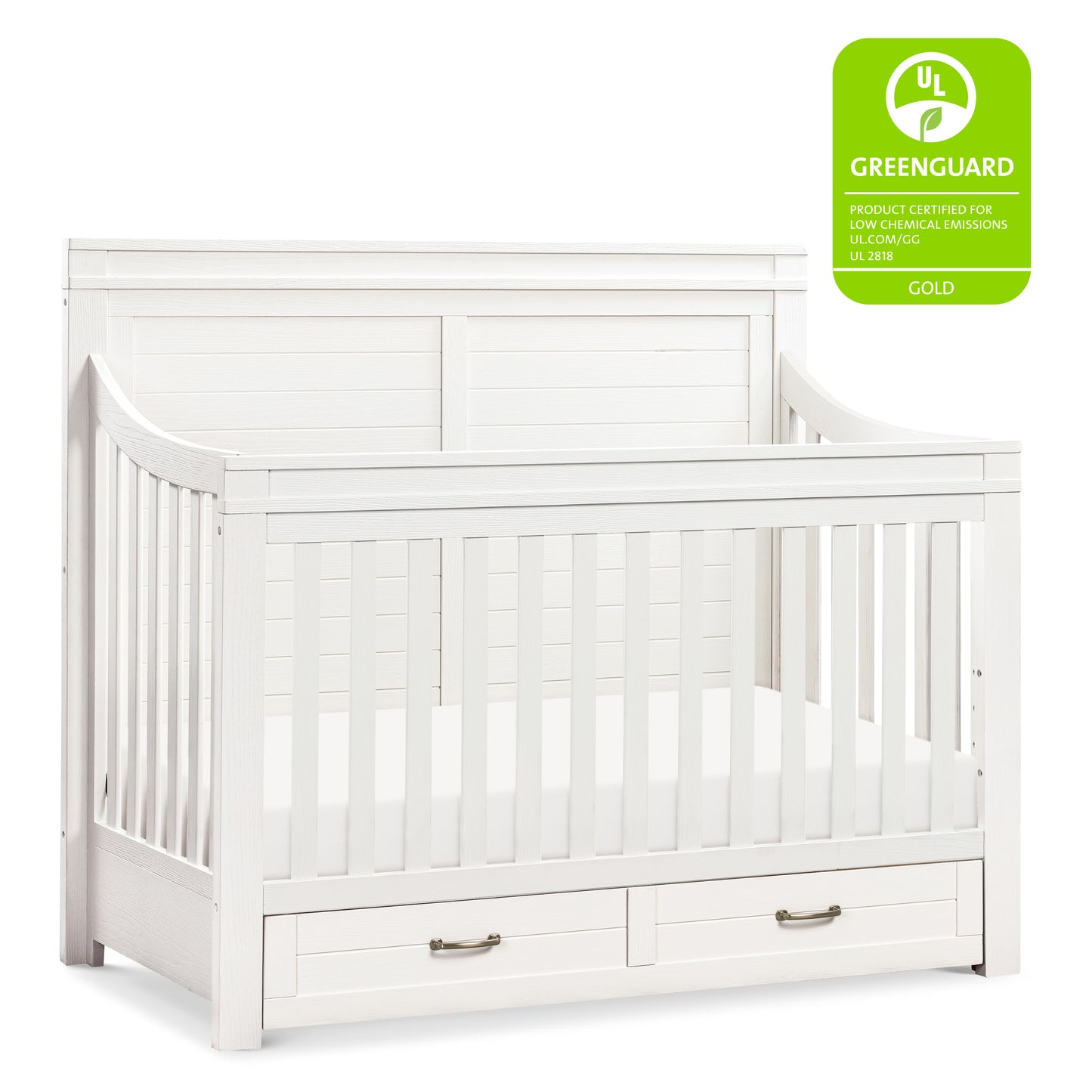 M21101HW,Wesley Farmhouse 4-in-1 Convertible Crib in Heirloom White