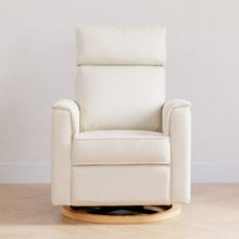 B17186PCMEWLB,Willa Power Glider Recliner w/ adj. headrest & USB in Performance Cream Eco-Weave w/Light wood base