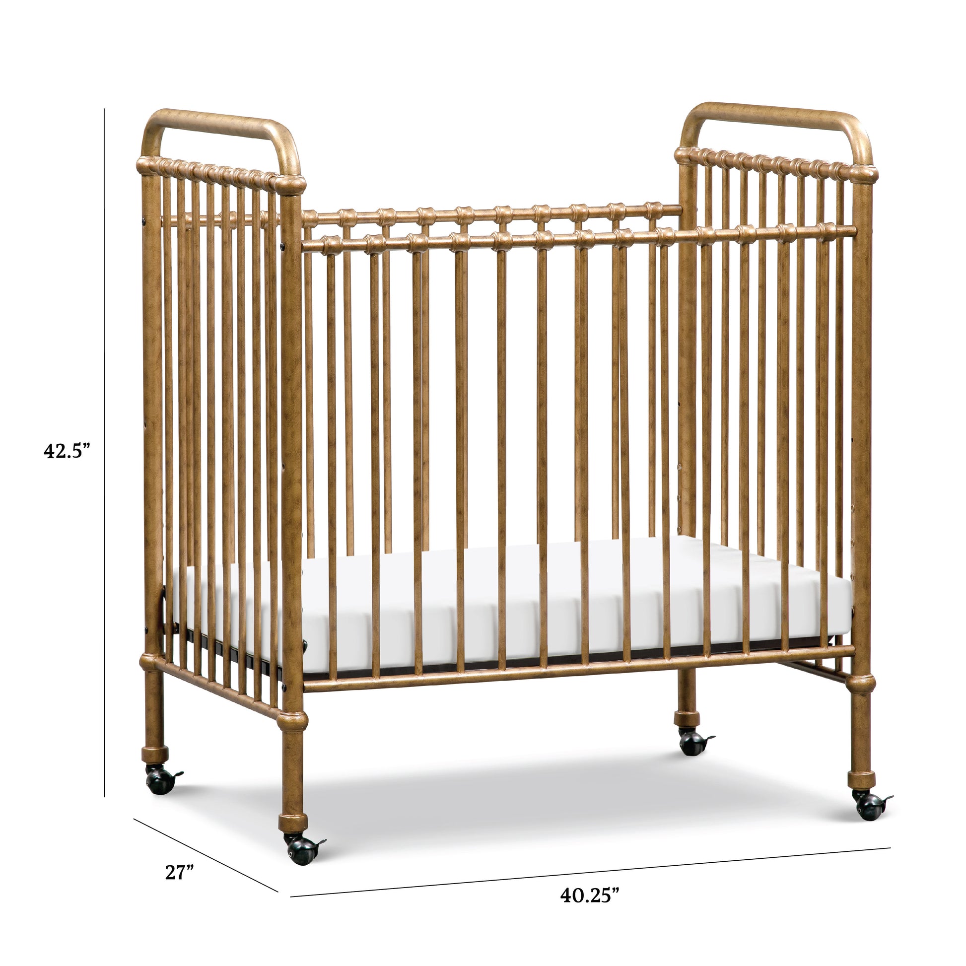 M15598VG,Abigail 3-in-1 Convertible Mini Crib in Vintage Gold