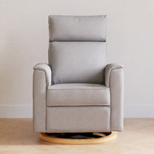 B17186PGEWLB,Willa Power Glider Recliner w/ adj. headrest & USB in Performance Grey Eco-Weave w/Light Wood Base