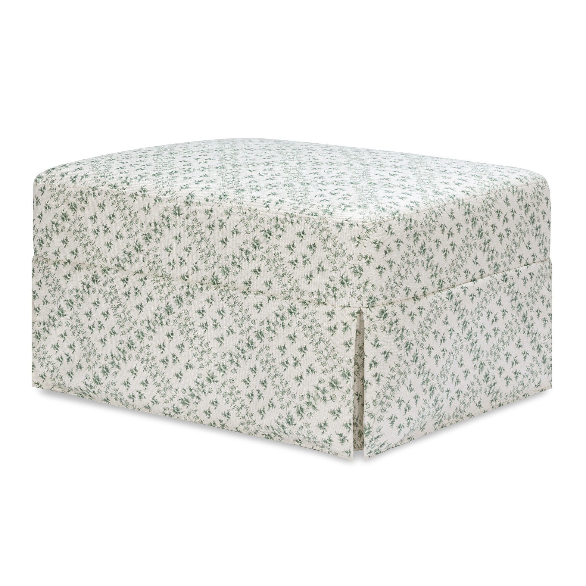 M21785GLT,Sarah Flint x Namesake Crawford Gliding Ottoman in Green Lattice Performance Eco-Weave