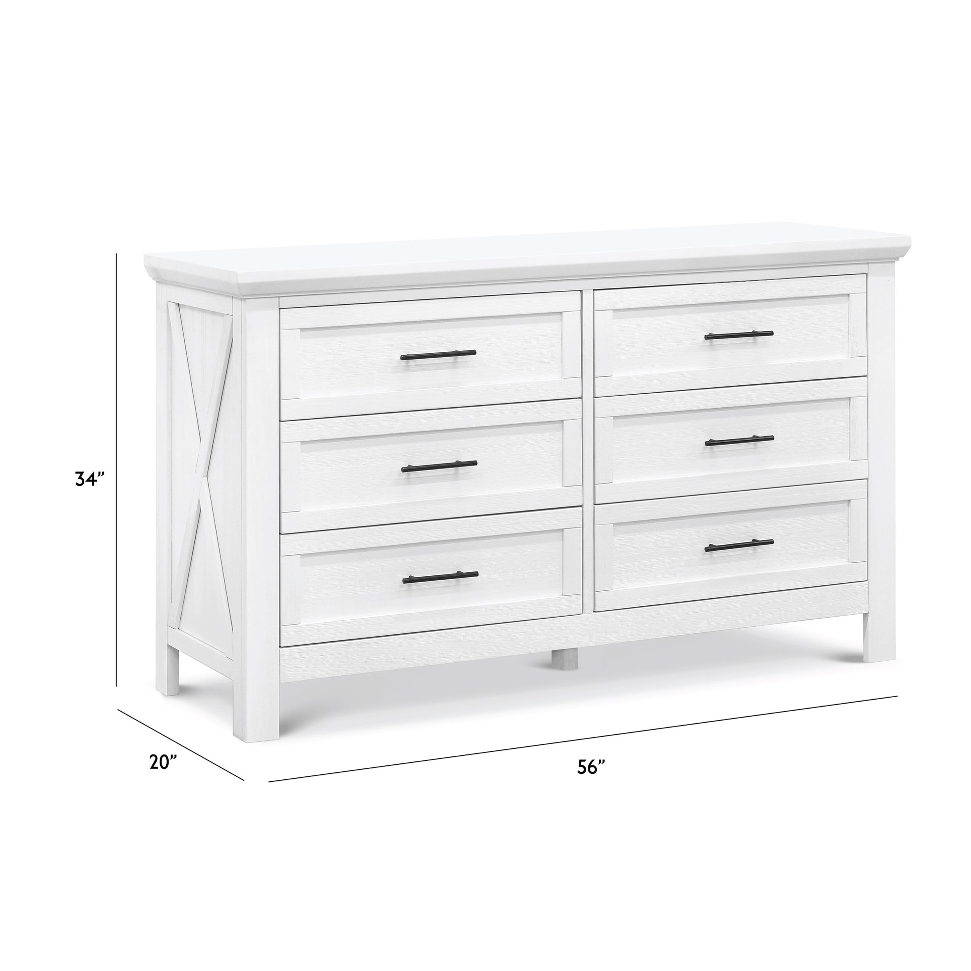 B14516LW,Emory Farmhouse 6-Drawer Dresser in Linen White