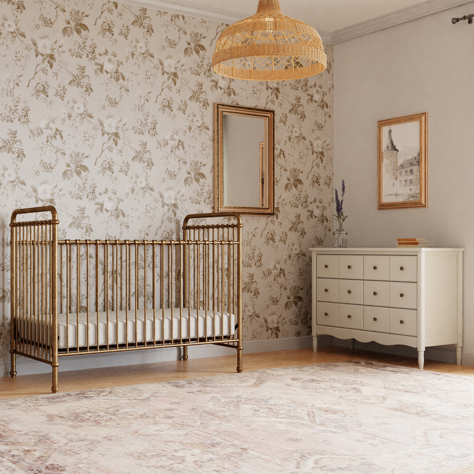 M15501VG,Abigail 3-in-1 Convertible Crib in Vintage Gold