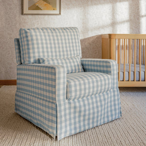 Crawford Pillowback Comfort Swivel Glider in Gingham