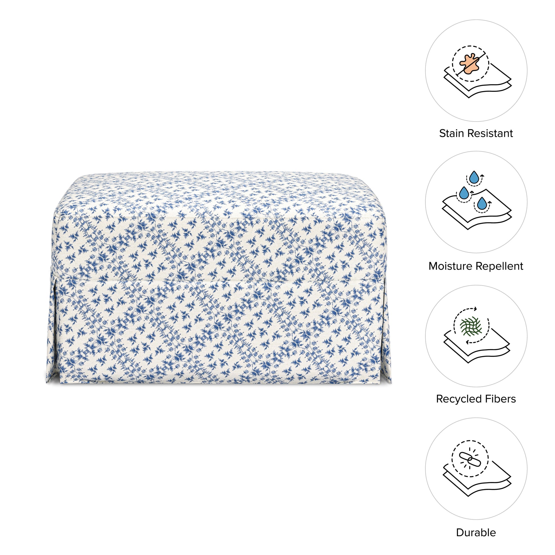 M21785BLT,Sarah Flint x Namesake Crawford Gliding Ottoman in Blue Lattice Performance Eco-Weave