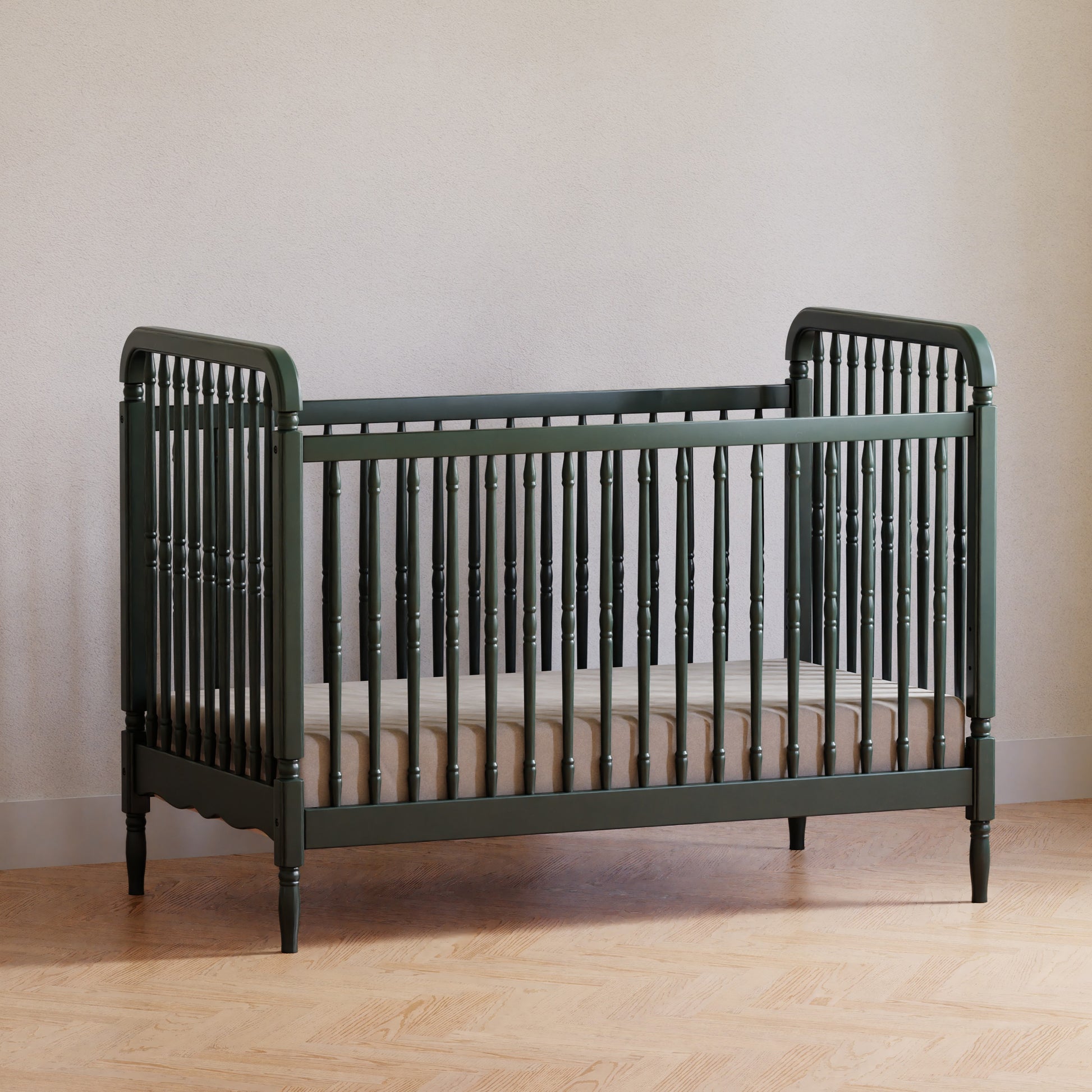 M7101FRGR,Liberty 3-in-1 Convertible Spindle Crib w/Toddler Bed Conversion Kit in Forest Green