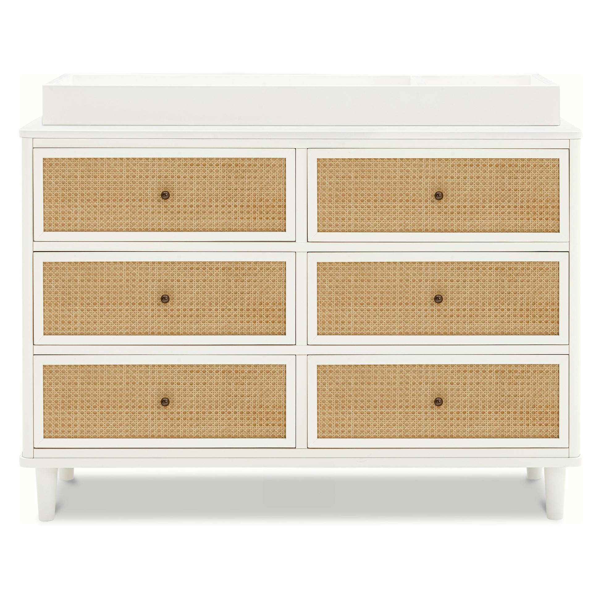 M23716RWHC,Marin with Cane 6 Drawer Assembled Dresser in Warm White and Honey Cane