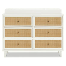 M23716RWHC,Marin with Cane 6 Drawer Assembled Dresser in Warm White and Honey Cane