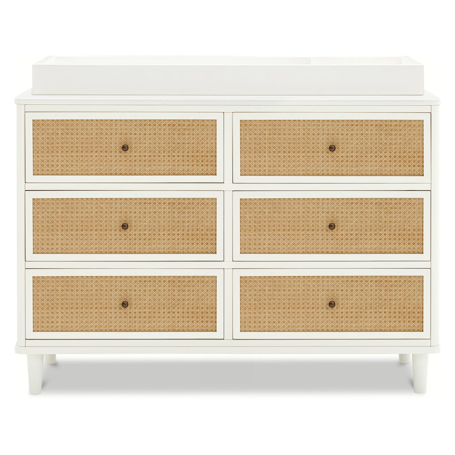 M23716RWHC,Marin with Cane 6 Drawer Assembled Dresser in Warm White and Honey Cane