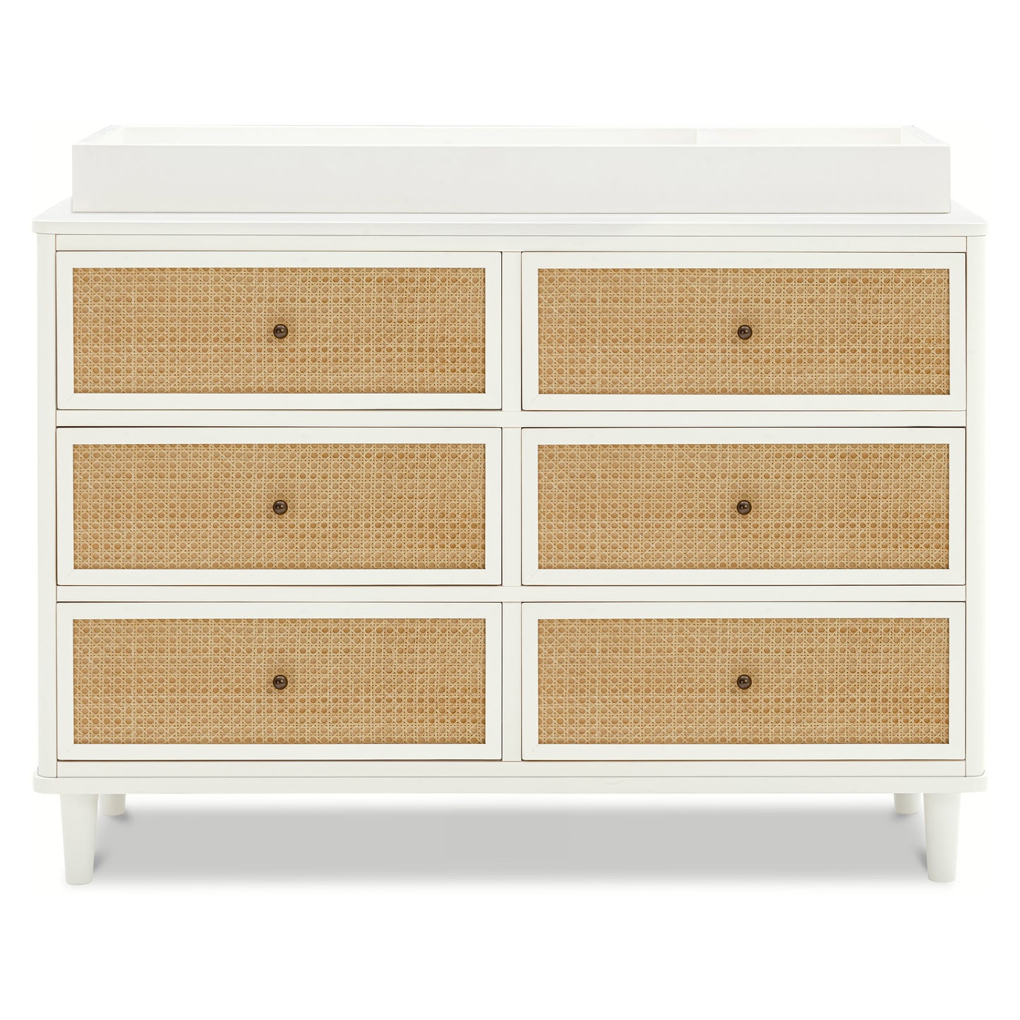 M23716RWHC,Marin with Cane 6 Drawer Assembled Dresser in Warm White and Honey Cane