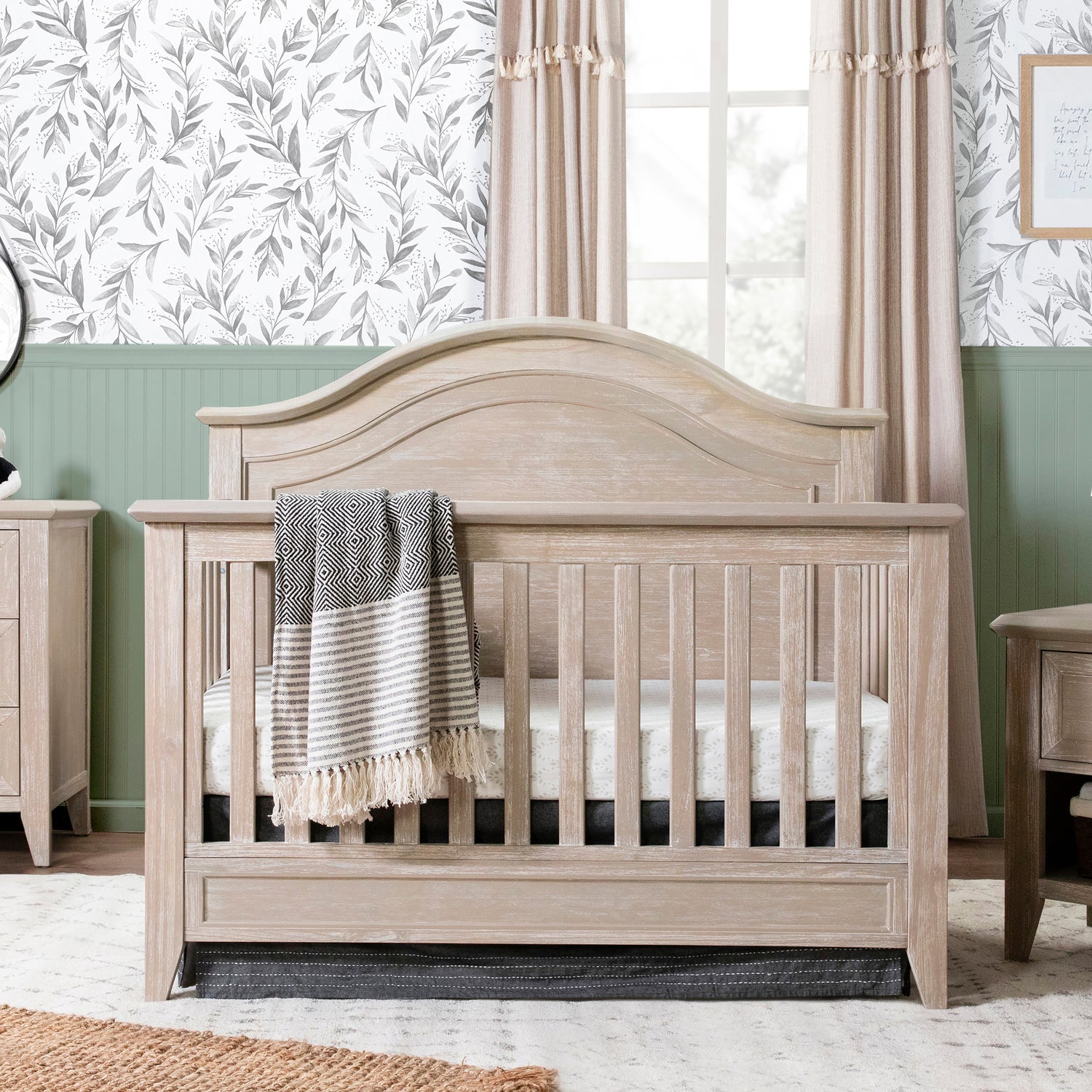 M34401SDB,Beckett Rustic 4-in-1 Convertible Curve Top Crib in Sandbar