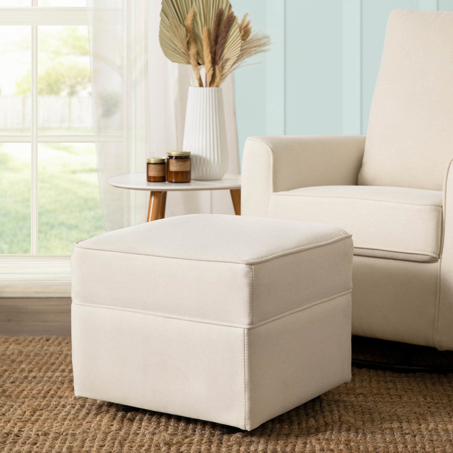 M17285PCMEW,Willa/Alden Gliding Ottoman in Performance Cream Eco-Weave