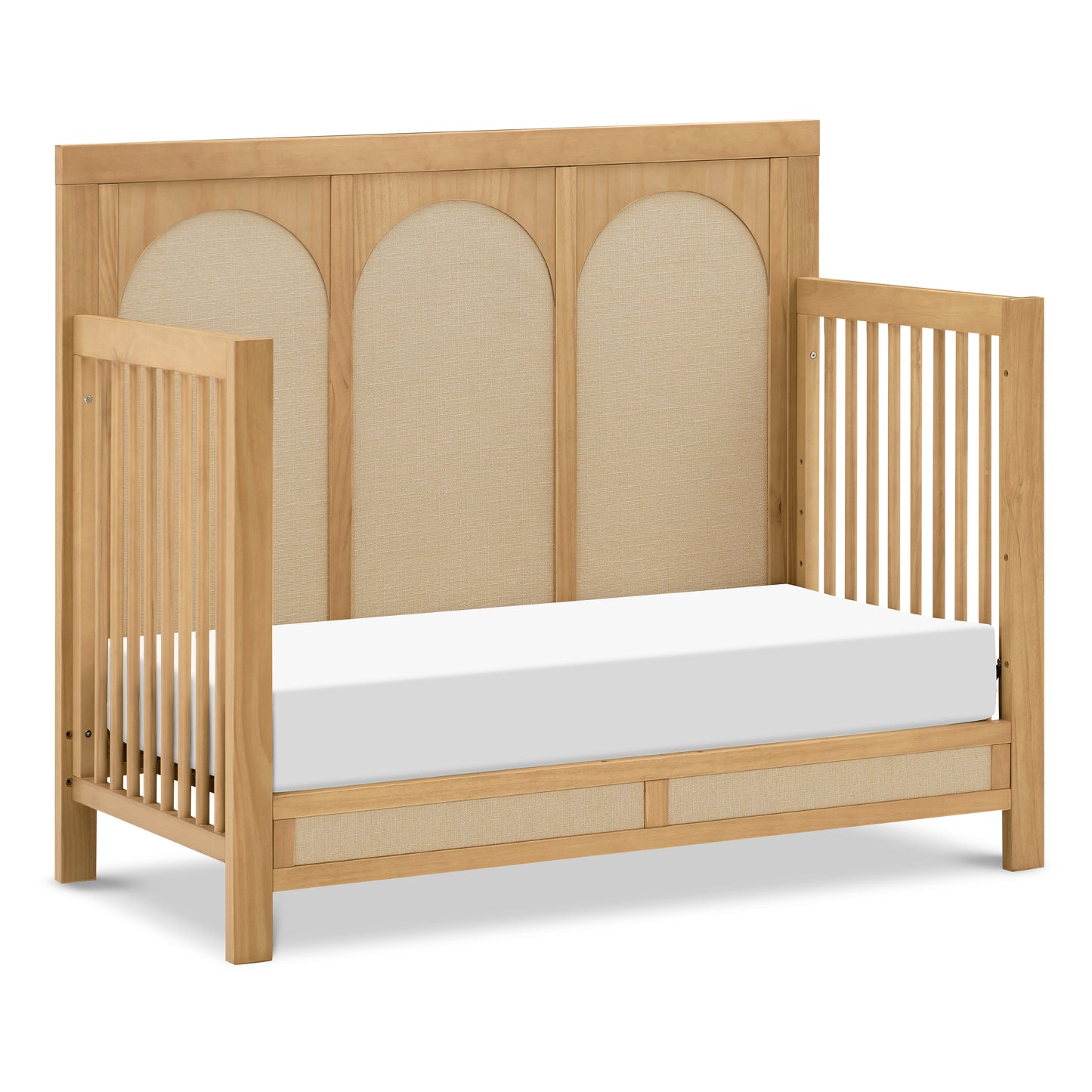 M24801HYPSEW,Eloise 4-in-1 Convertible Crib in Honey & Performance Sand Eco-Weave