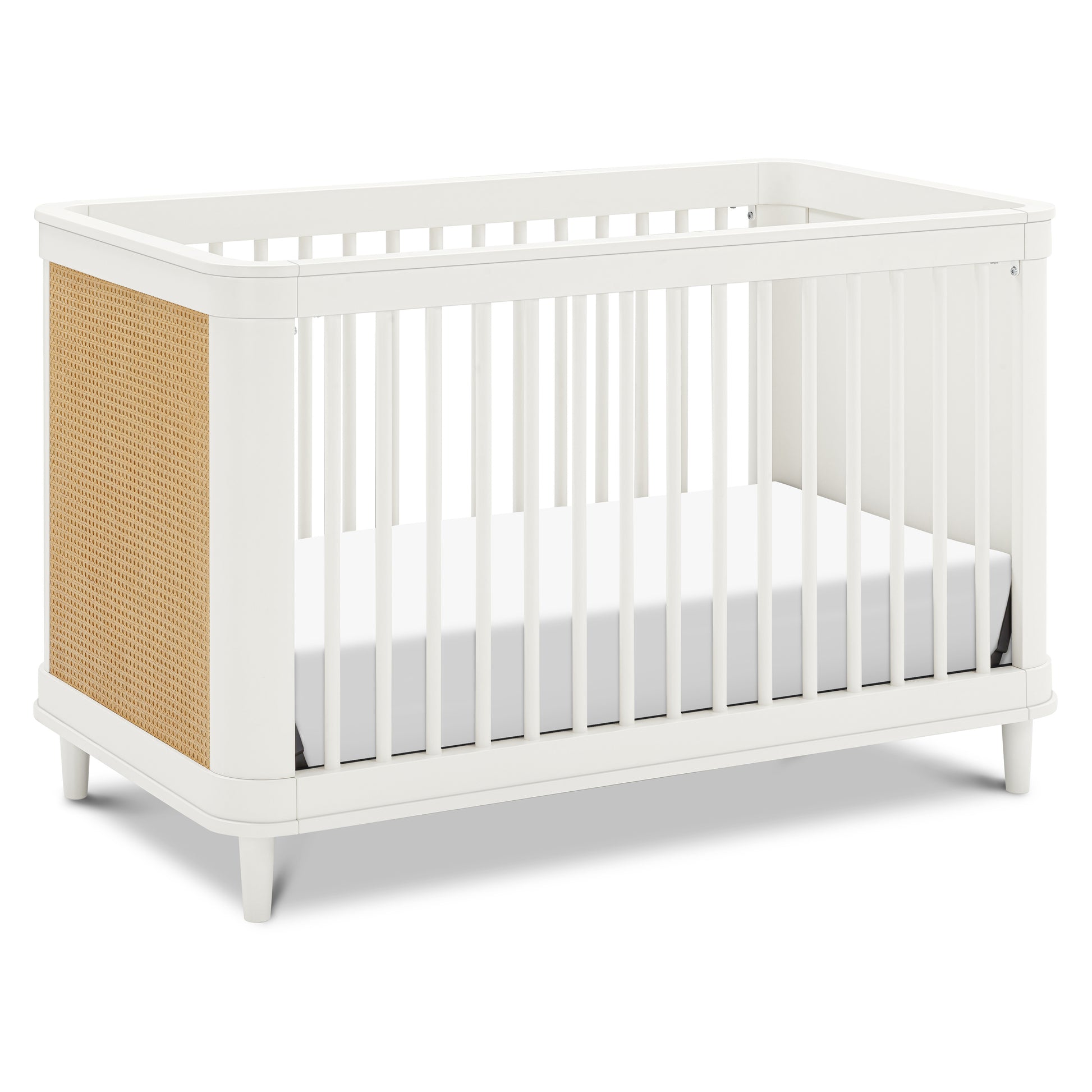 M23701RWHC,Marin with Cane 3-in-1 Convertible Crib in Warm White and Honey Cane