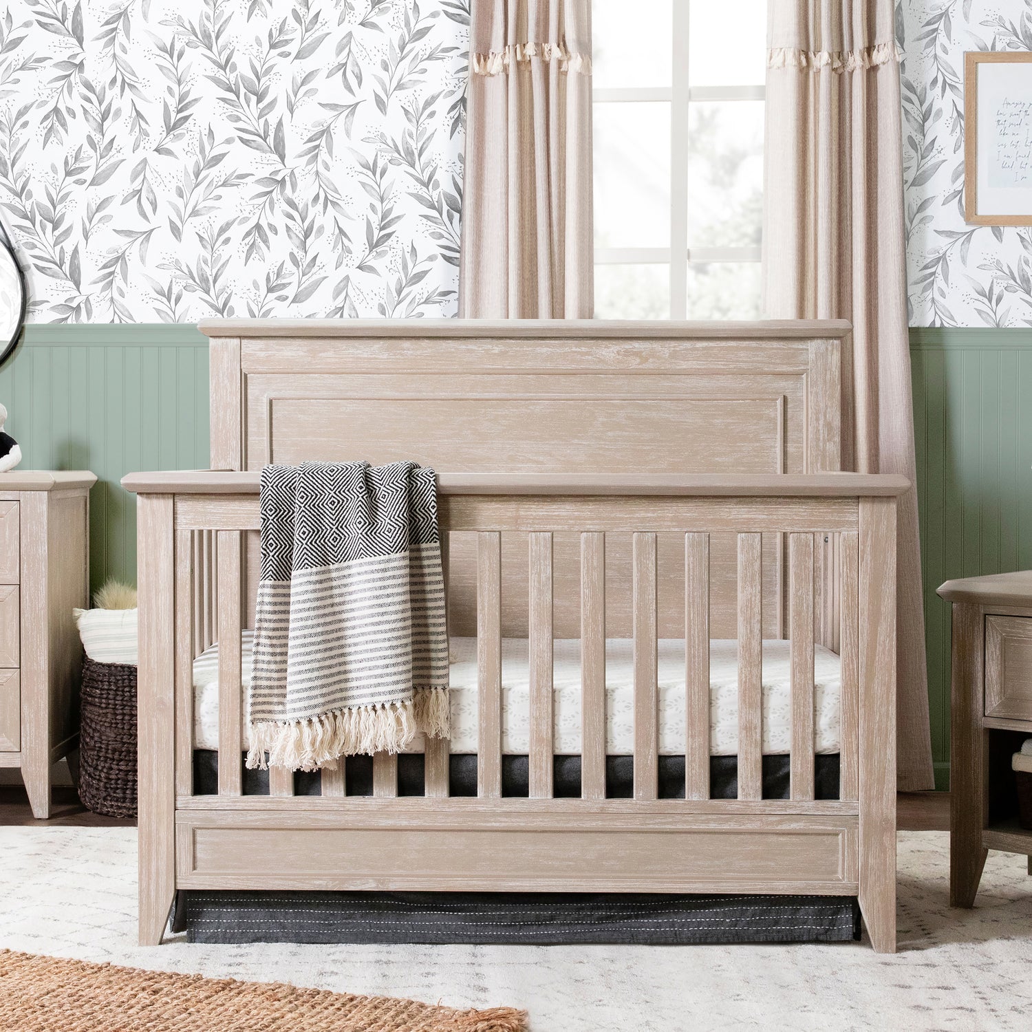 M24401SDB,Beckett Rustic 4-in-1 Convertible Flat Top Crib in Sandbar