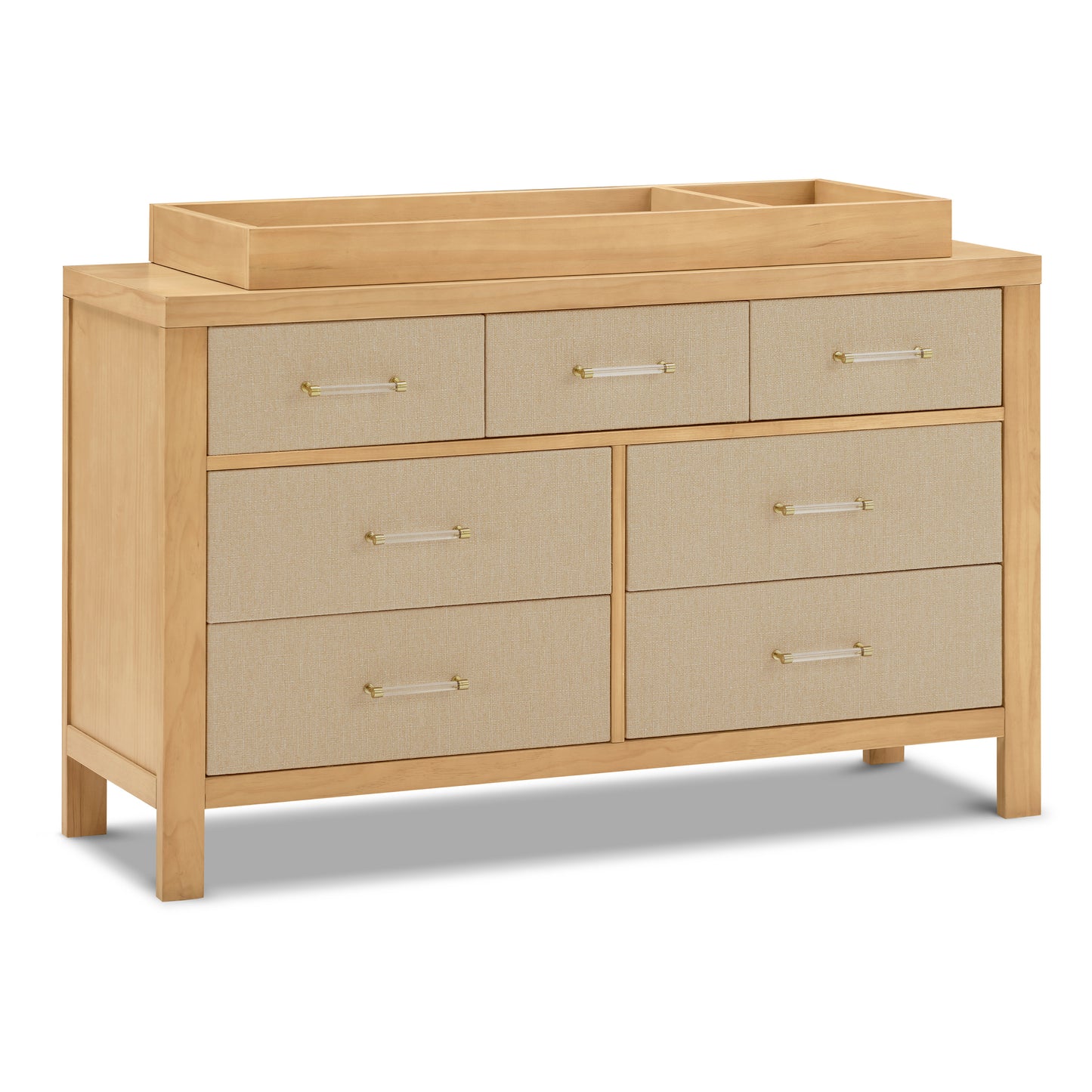 M24816HYPSEW,Eloise 7-Drawer Assembled Dresser in Honey & Performance Sand Eco-Weave