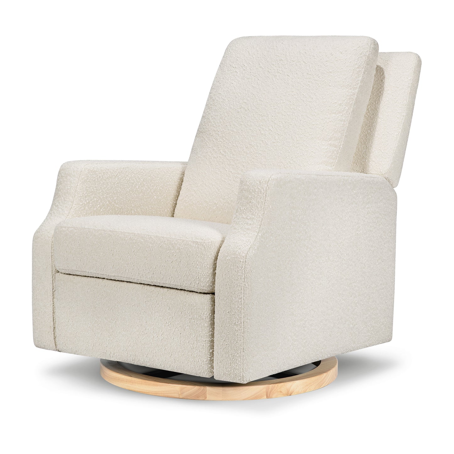 M22287WBLB,Crewe Recliner and Swivel Glider in Ivory Boucle w/Light Wood Base