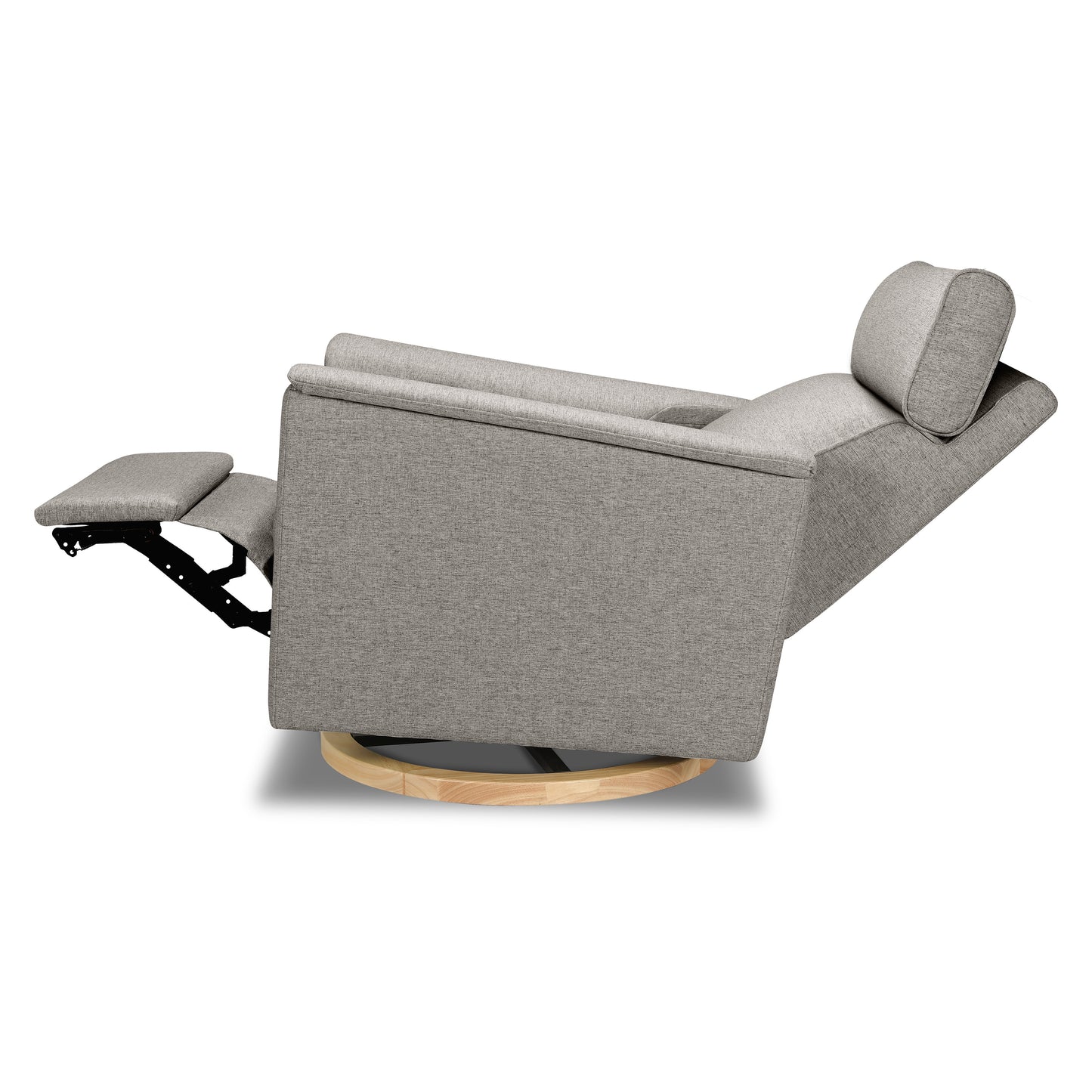 B17186PGEWLB,Willa Power Glider Recliner w/ adj. headrest & USB in Performance Grey Eco-Weave w/Light Wood Base