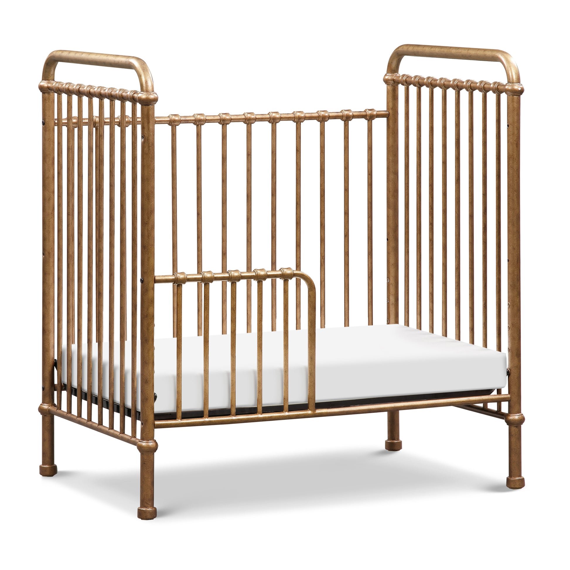 M15598VG,Abigail 3-in-1 Convertible Mini Crib in Vintage Gold