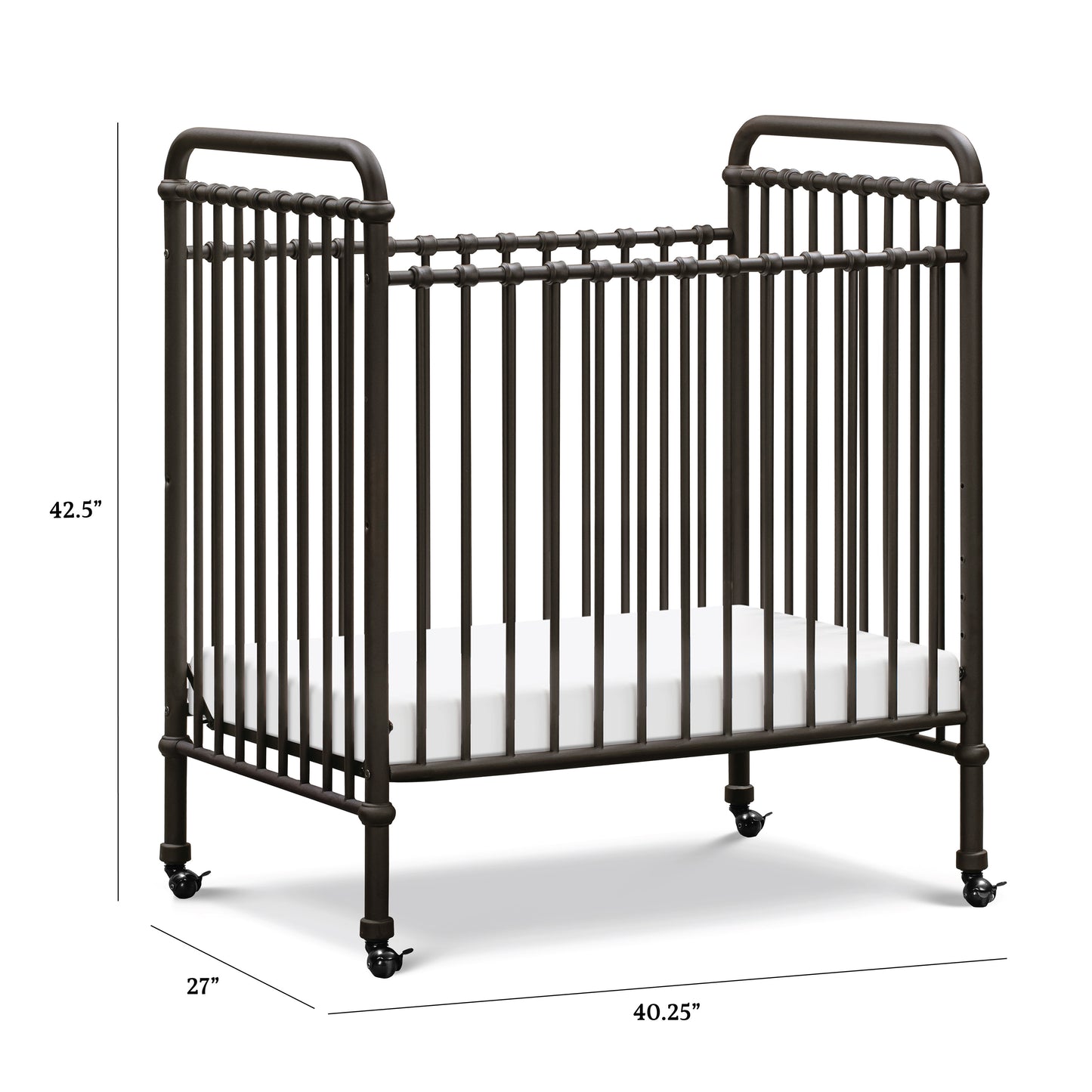 M15598UR,Abigail 3-in-1 Convertible Mini Crib in Vintage Iron