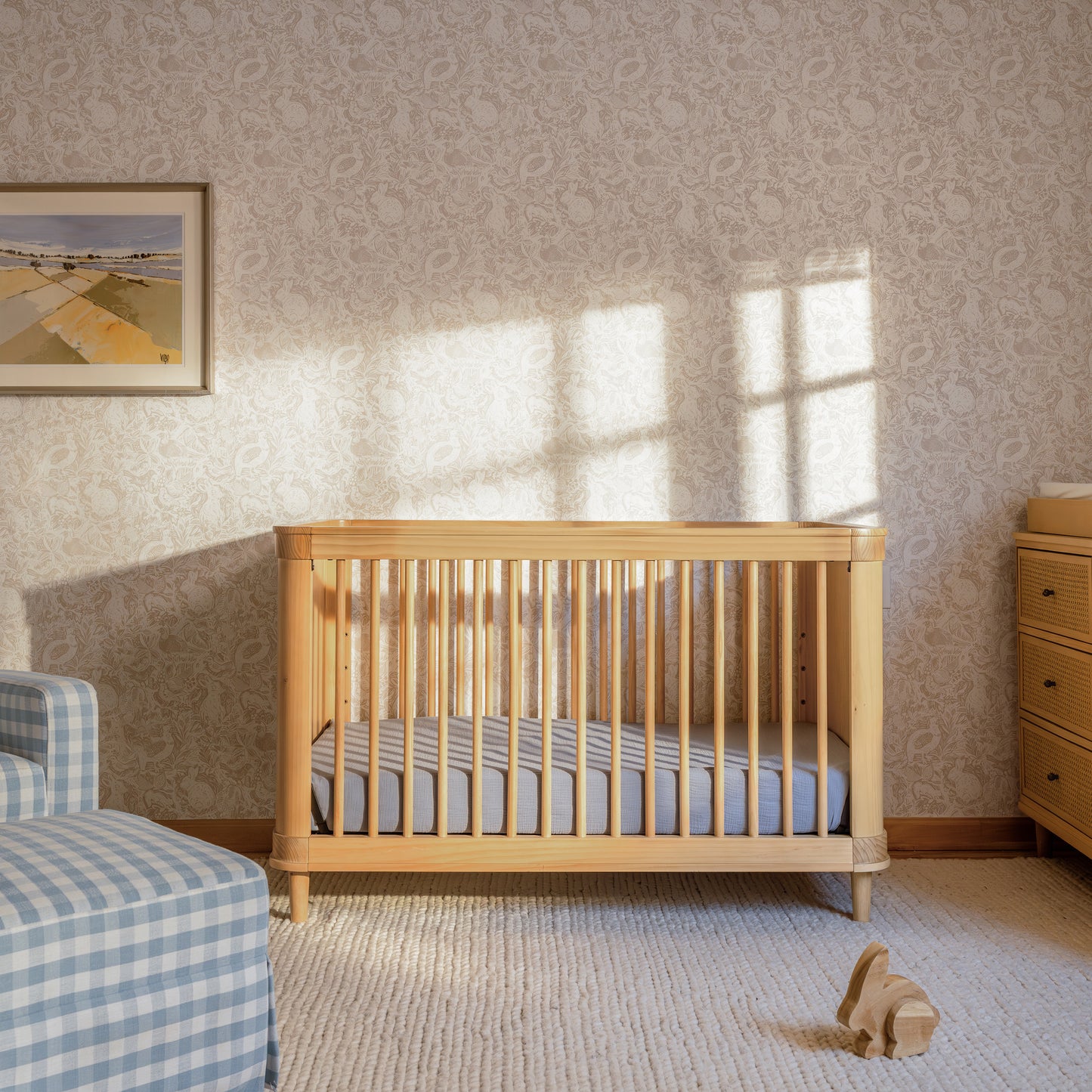 M23701HYHC,Marin with Cane 3-in-1 Convertible Crib in Honey and Honey Cane