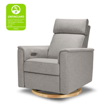 B17186PGEWLB,Willa Power Glider Recliner w/ adj. headrest & USB in Performance Grey Eco-Weave w/Light Wood Base