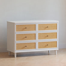 M23716RWHC,Marin with Cane 6 Drawer Assembled Dresser in Warm White and Honey Cane