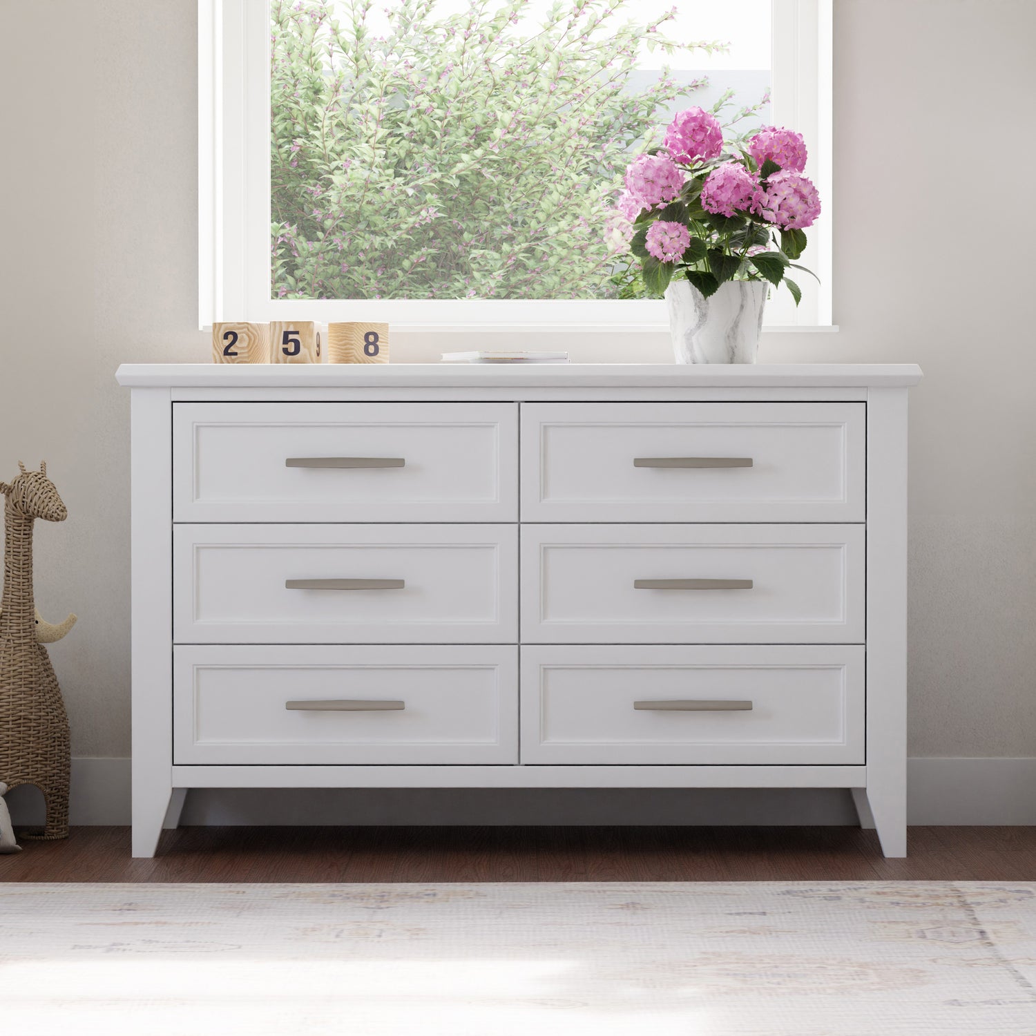 B14416RW,Beckett 6-Drawer Dresser in Warm White