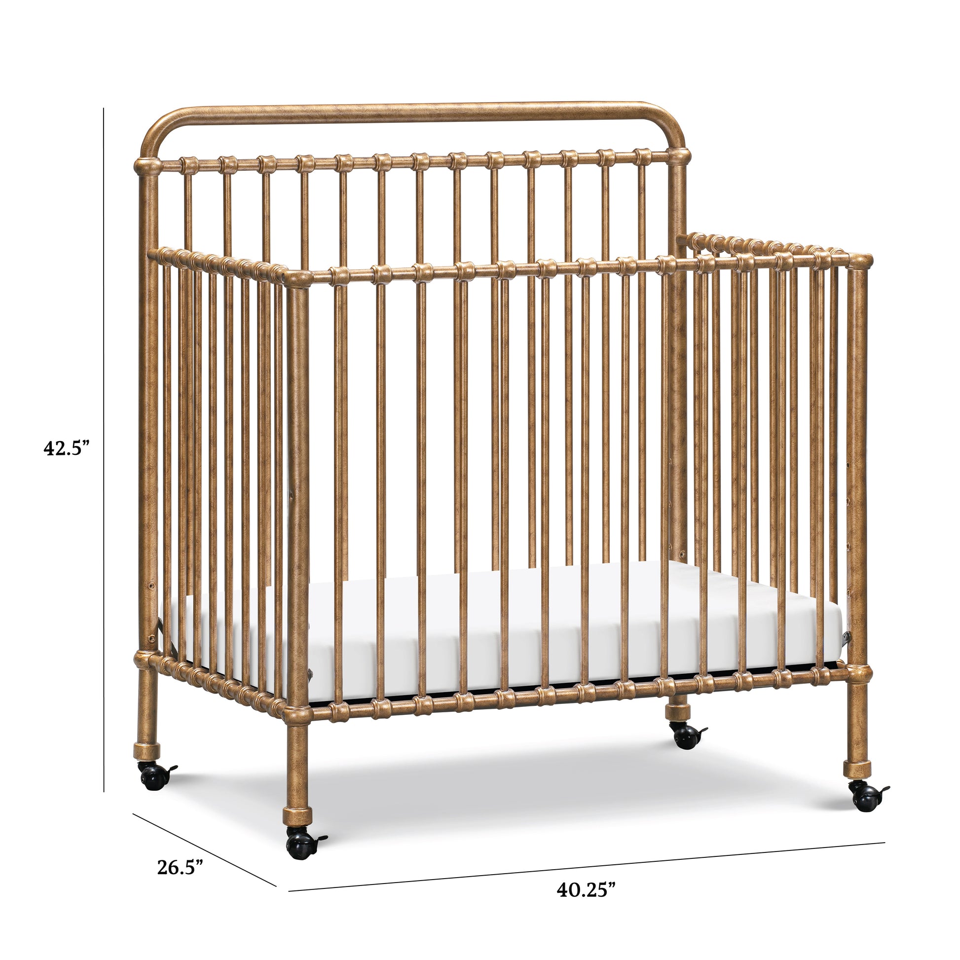 M15398VG,Winston 4-in-1 Convertible Mini Crib in Vintage Gold